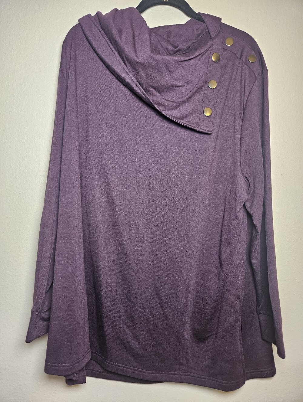 The Sweatshirt Project Cowl Neck Button Detail Purple Plus size 3X new